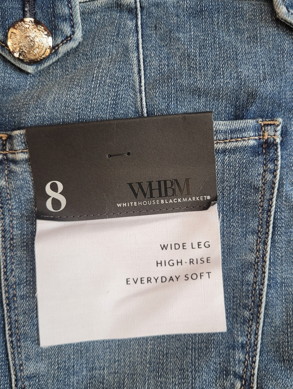 *NWT* WHBM High Rise Mariner Wide Leg Everyday Soft Jeans Sz 8R - Picture 7 of 12